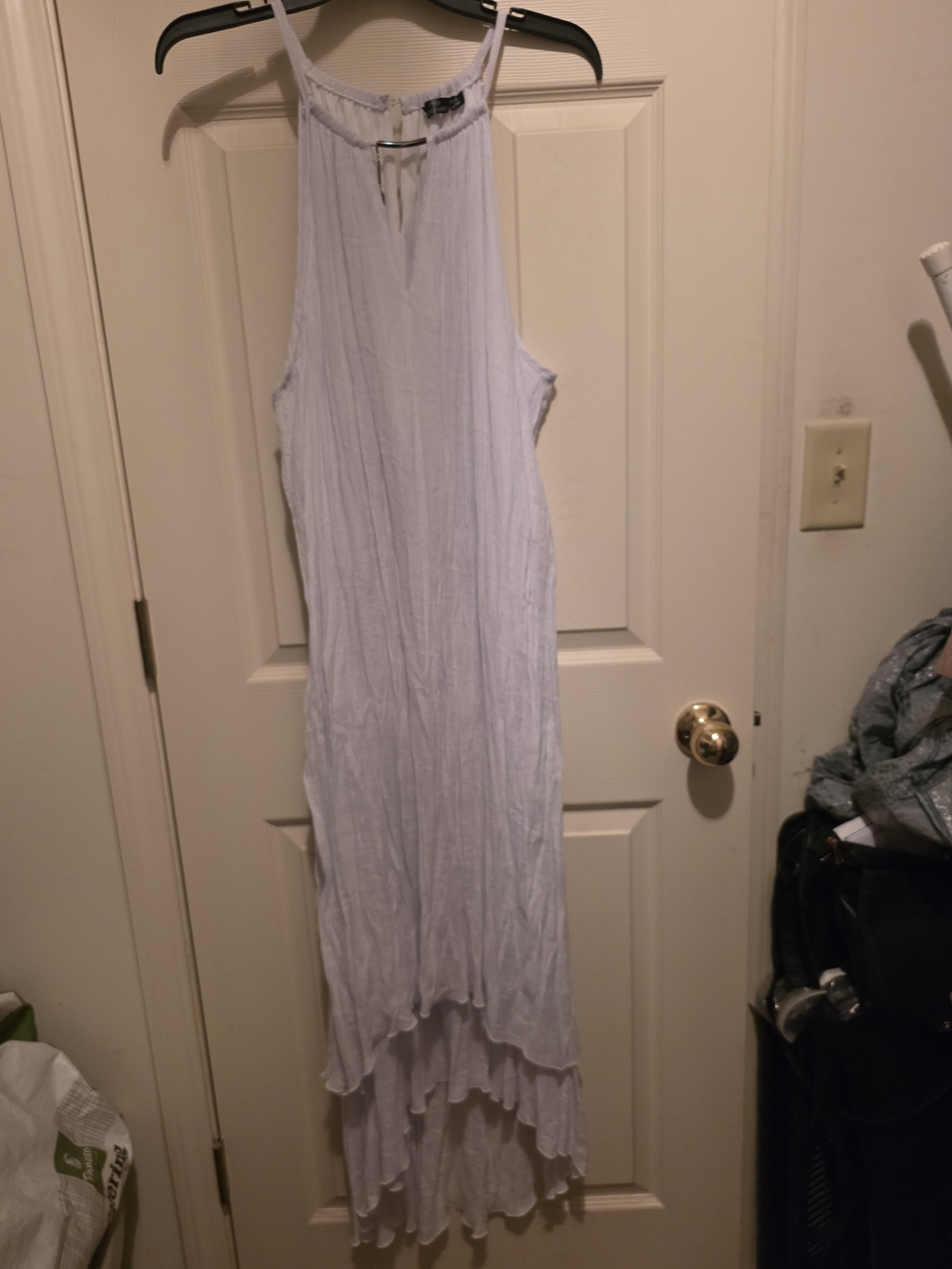 Light White High-Low Halter Maxi Dress